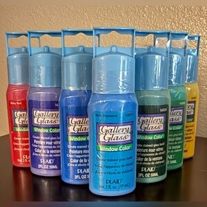 Plaid Gallery Glass Window Color Paint Set | Stained Glass Effect Paints | 2oz